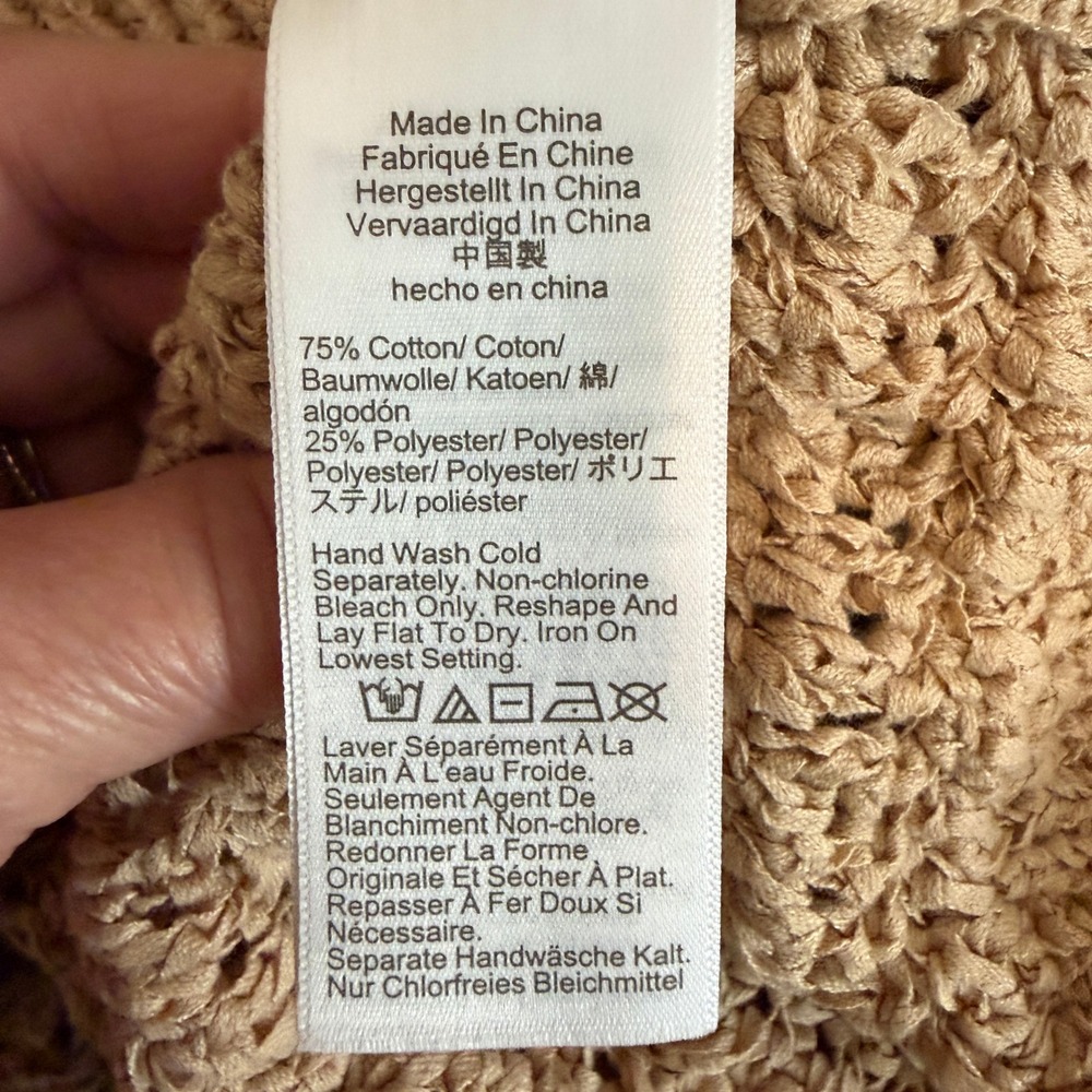 J.Crew Womens Tan Textured Open Knit Cotton Blend Tank Top Shell 2X - Picture 5 of 8